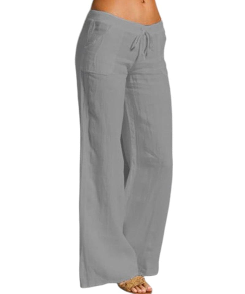 Linnen broek dames | Luchtige damesbroek met elastische taille | Comfortabele zomerbroek
