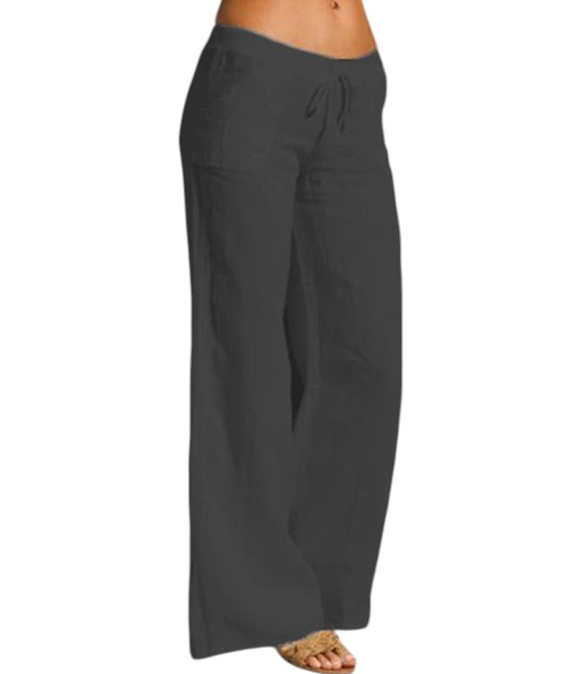 Linnen broek dames | Luchtige damesbroek met elastische taille | Comfortabele zomerbroek