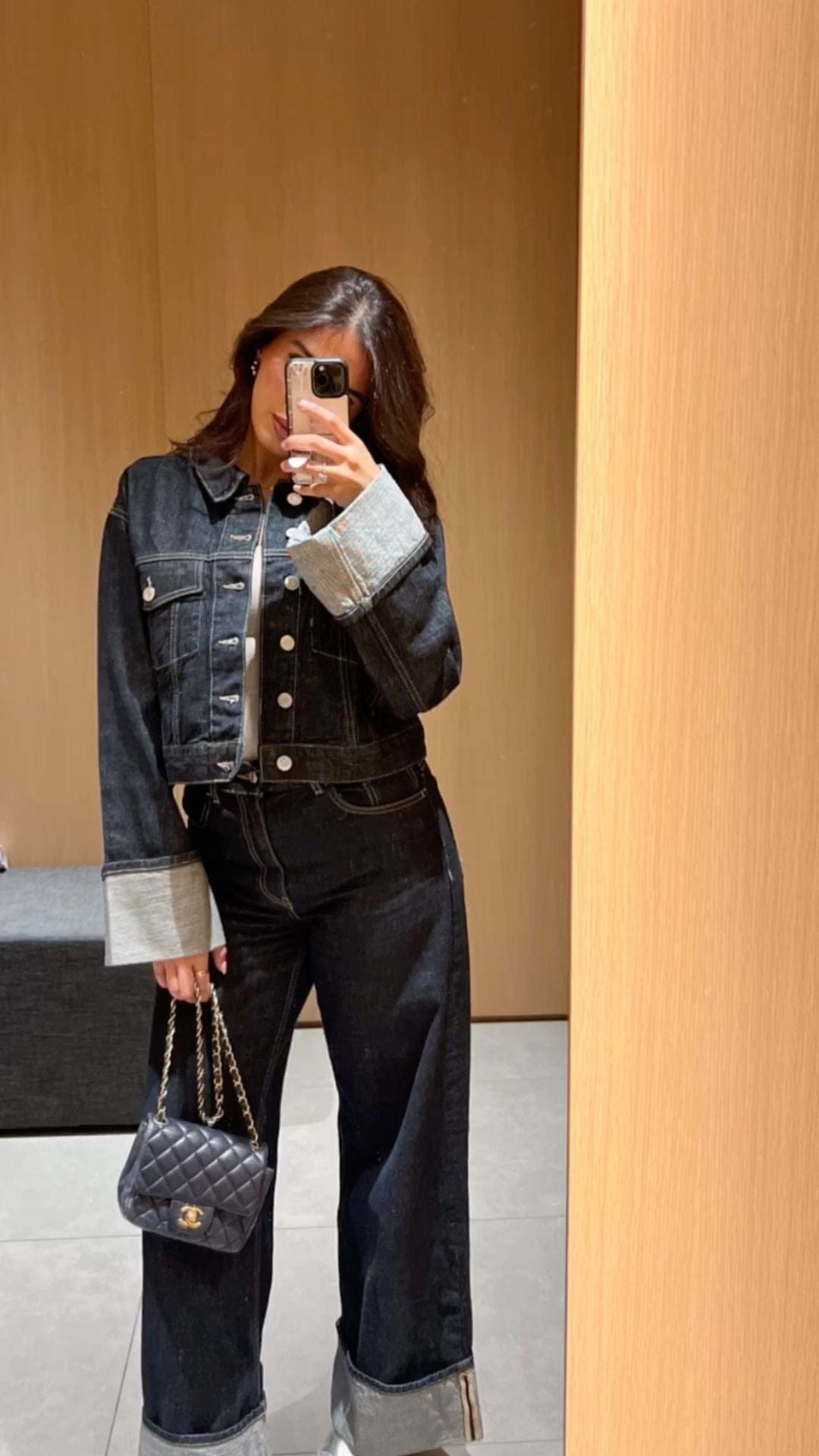 Denim Twee-Delen Ensemble met Lange Mouwen en Kraag – Stijlvol & Tijdloos