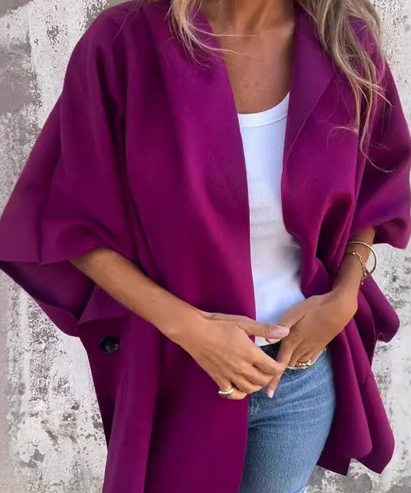 Oversized Cape Jas Dames – Losvallende Jas met Lichtgewicht Stof en Praktische Zakken