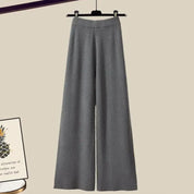 Dames set 3-delig – comfortabel elegant pak met blouse, trui en wijde broek