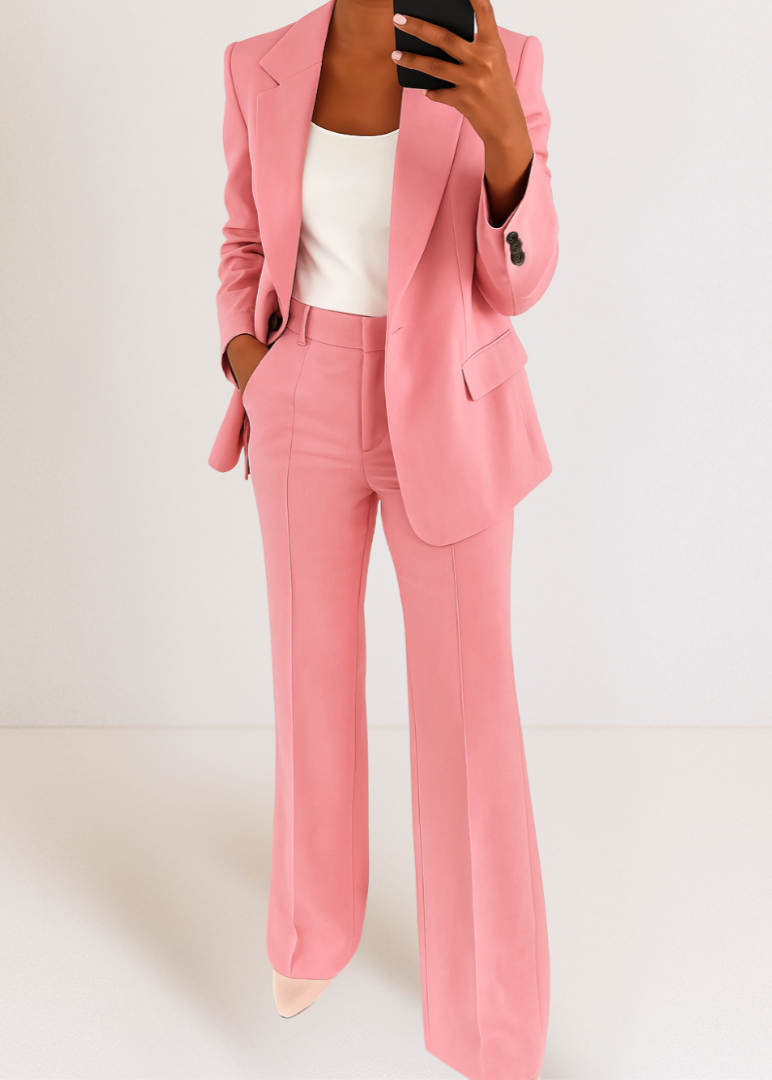 Dames broekpak – chique two-piece set met tailored blazer en rechte pantalon