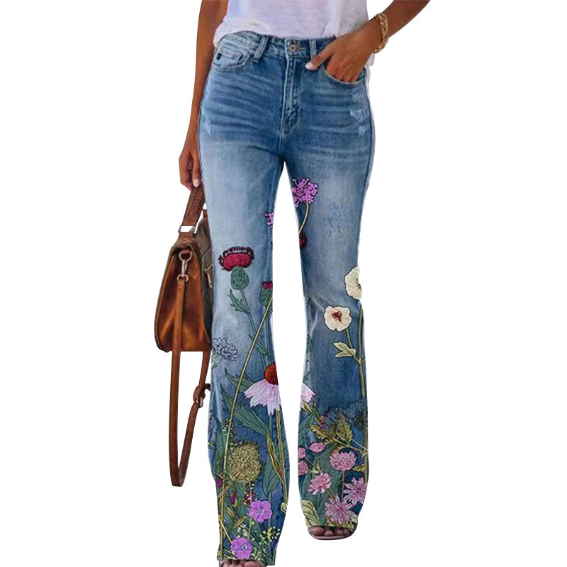 Flare jeans dames – hoge taille met 4 knopen en klassiek 5-pocket design