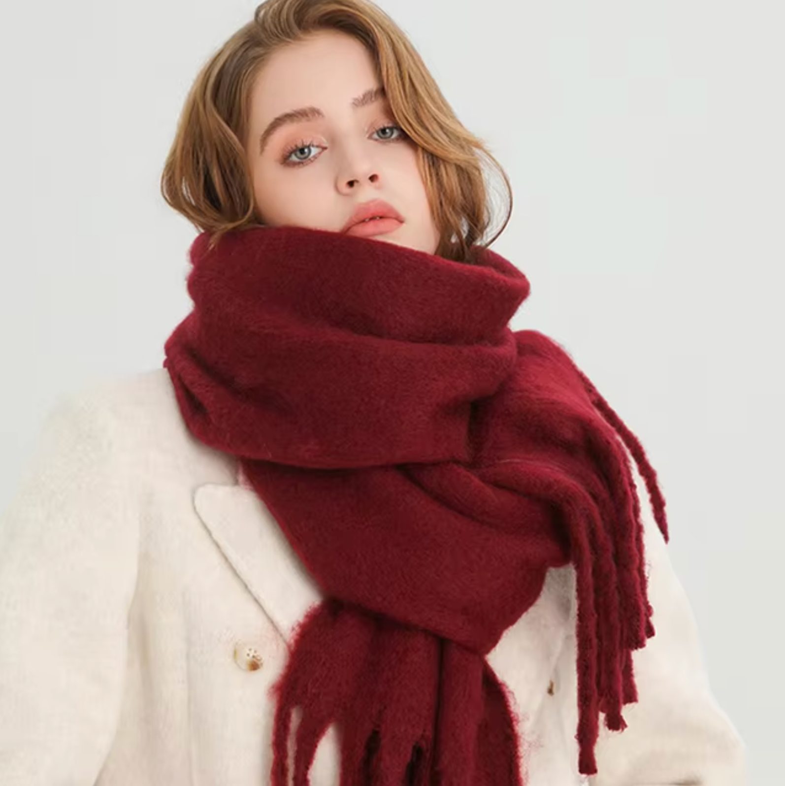Heidi Mode winter sjaal – zachte cashmere look sjaal met franjes en elegant design