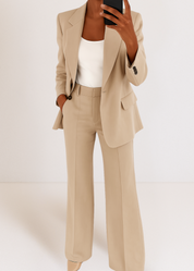 Dames broekpak – chique two-piece set met tailored blazer en rechte pantalon