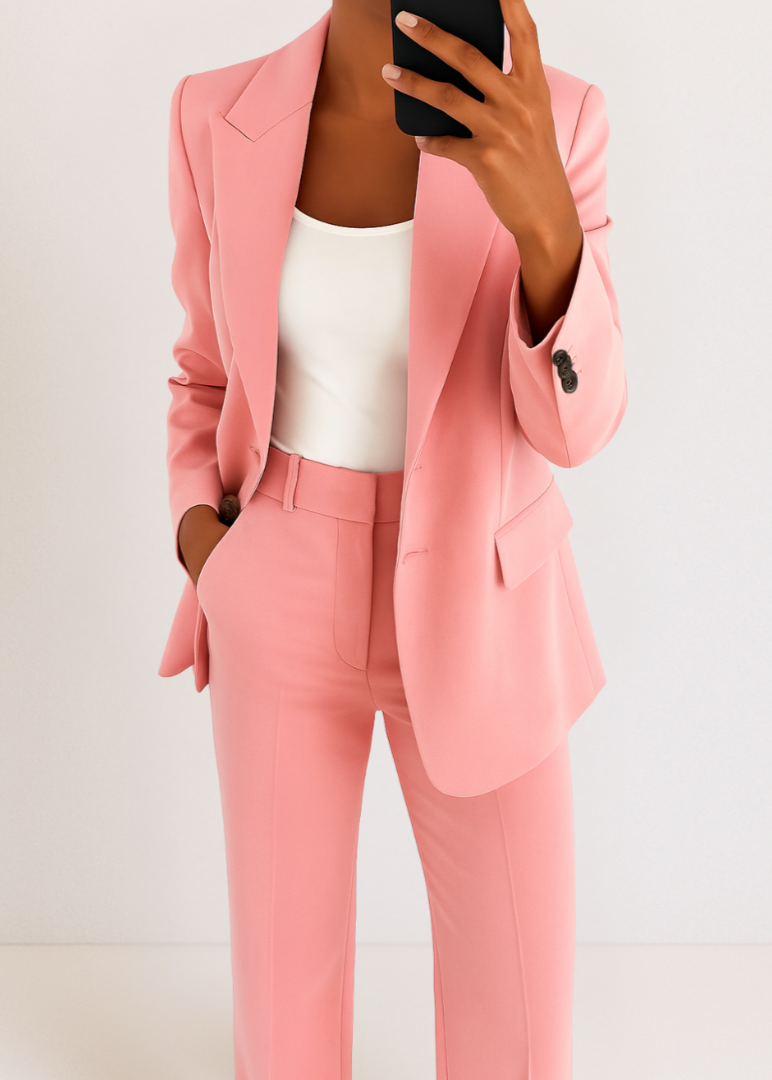 Dames broekpak – chique two-piece set met tailored blazer en rechte pantalon