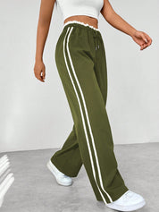 Trend Sportieve Wide-Leg Broek – Comfortabele Streetwear Broek met Strepen