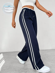 Trend Sportieve Wide-Leg Broek – Comfortabele Streetwear Broek met Strepen