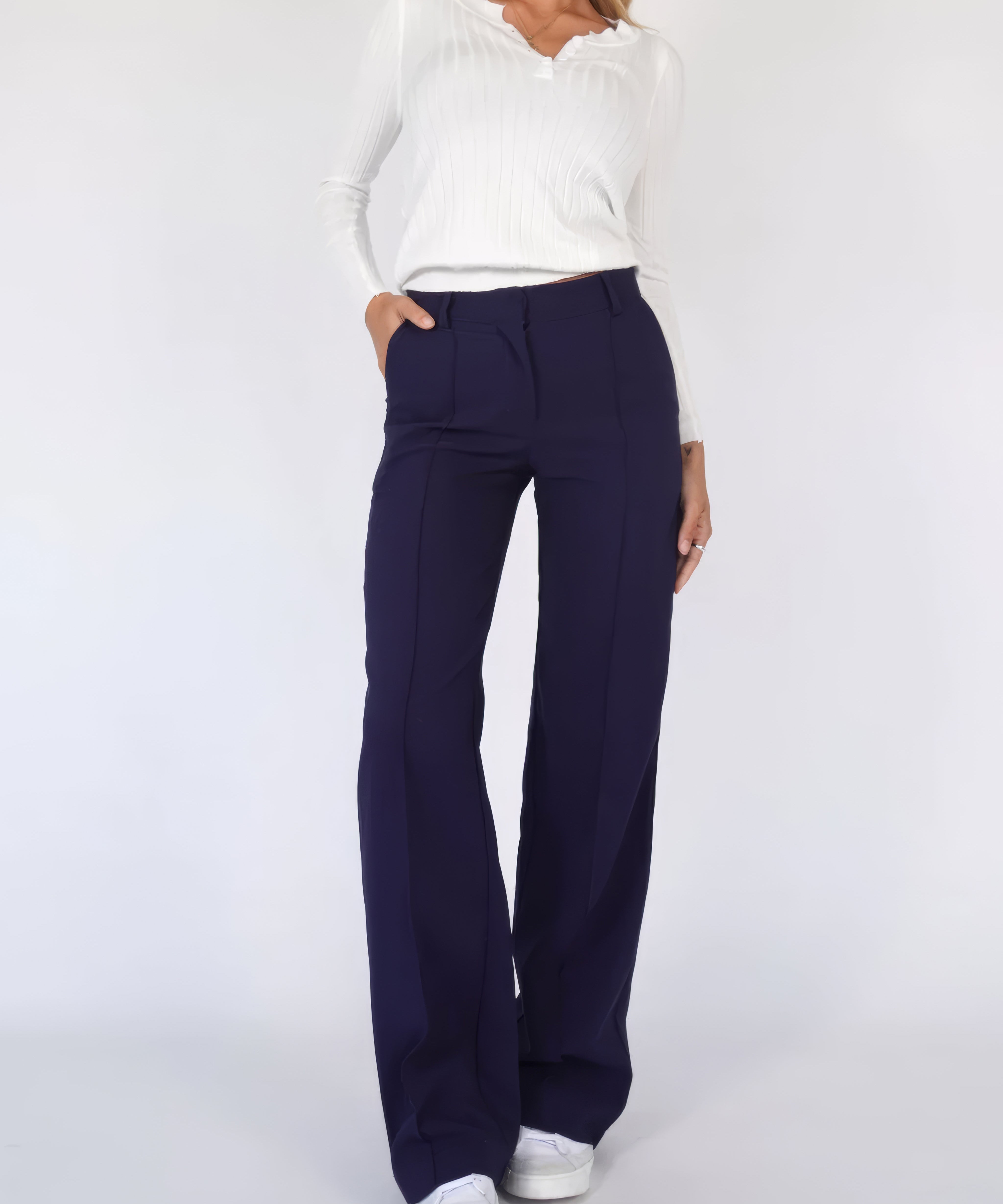 Beau dames pantalon – high-waist broek met rechte pijpen en elegante pasvorm