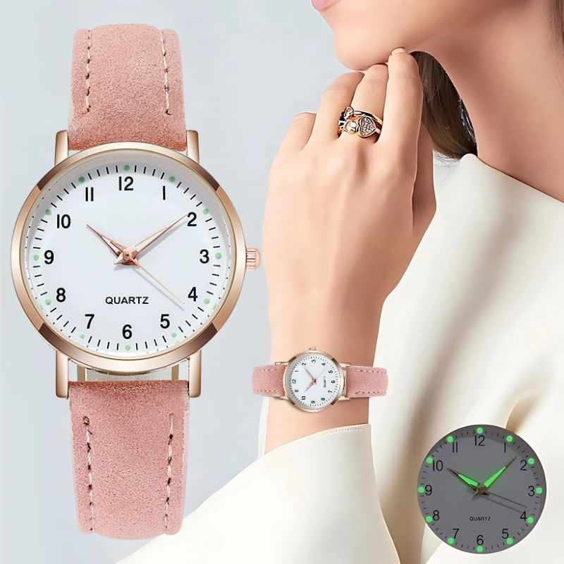 Vale | Leren Dames Horloge Rosé Goud | Elegant & Tijdloos Design