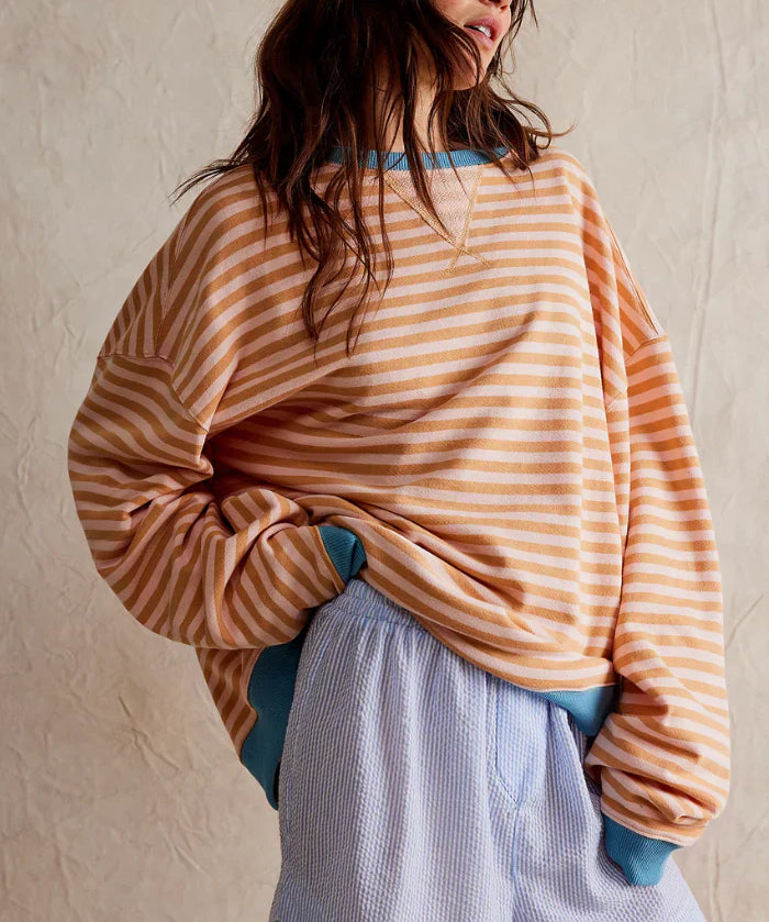 Gestreepte Losse Trui Dames – Oversized Trui met Moderne Streepprint & Relaxte Pasvorm