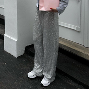 Elegante Wijde Pantalon met Pailletten voor Dames – Luxe Statement Broek