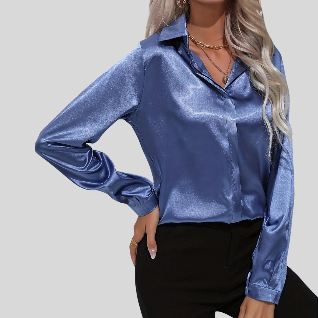 Elegante damesblouse – verfijnde blouse met knoopsluiting en zachte drapering