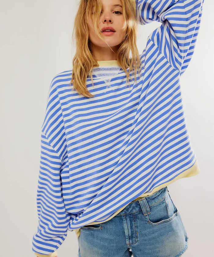 Gestreepte Losse Trui Dames – Oversized Trui met Moderne Streepprint & Relaxte Pasvorm