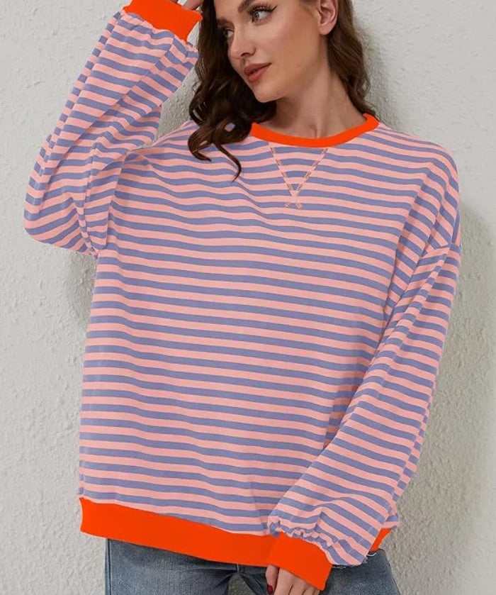 Gestreepte Losse Trui Dames – Oversized Trui met Moderne Streepprint & Relaxte Pasvorm