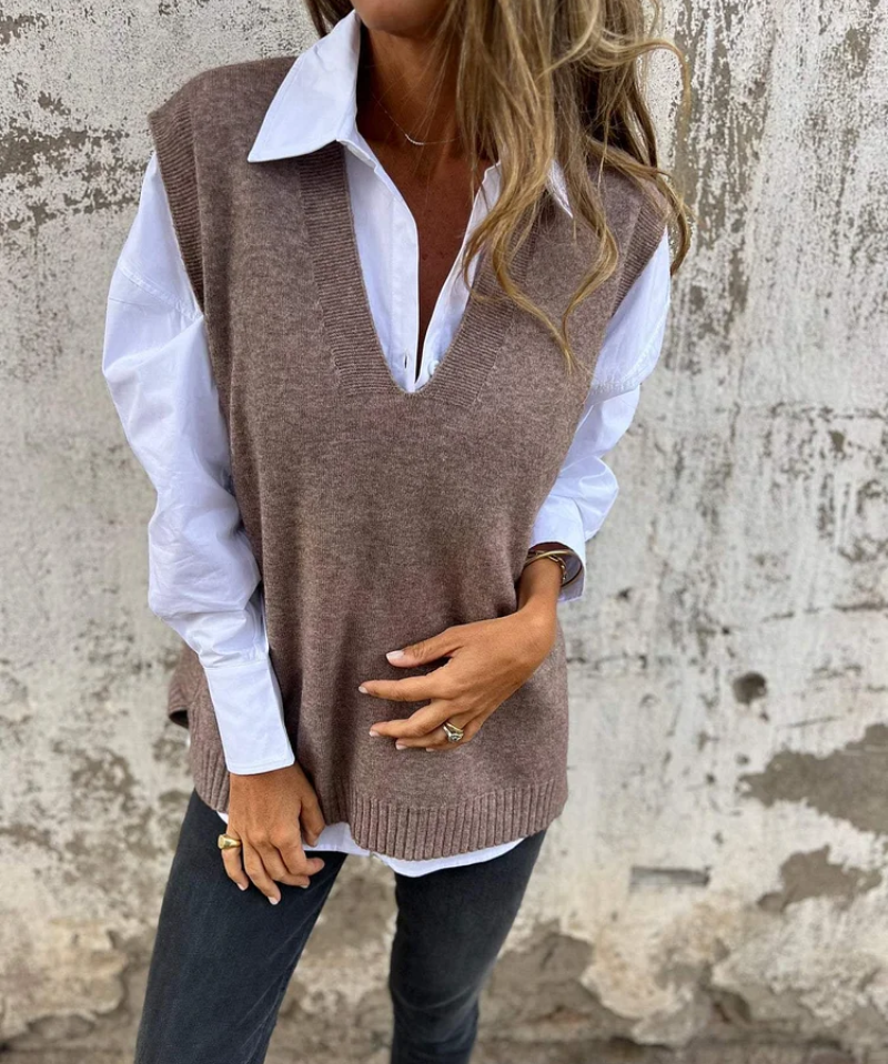 Noémie gebreide spencer dames – V-hals spencer voor casual & zakelijke looks