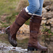 Waterdichte outdoor laarzen dames – leren laarzen met hoge schacht en gespen