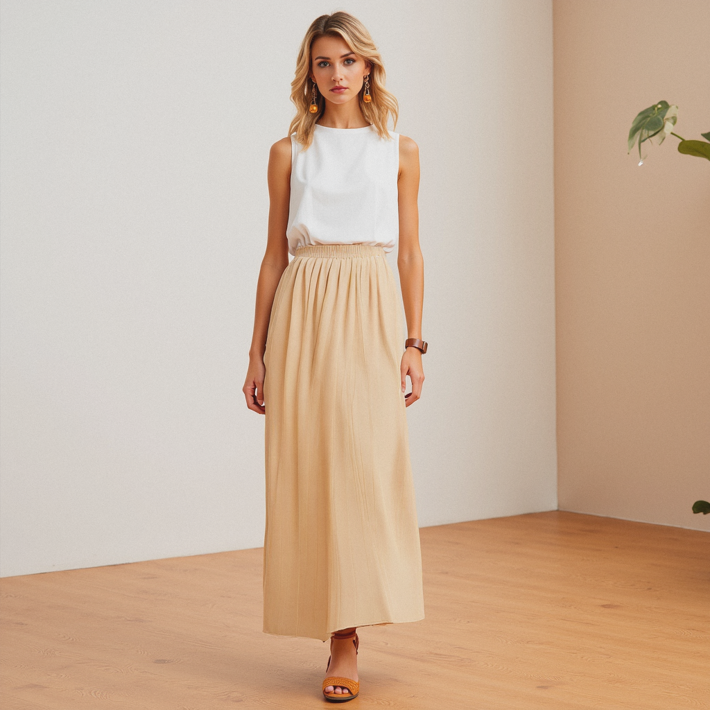 Kirsten Maxi Skirt – Luchtige Zomerrok met Hoge Split
