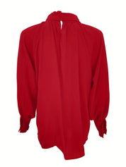 Elegante Damesblouse – Blouse met Strikdetail, Ruches en Soepele Pasvorm