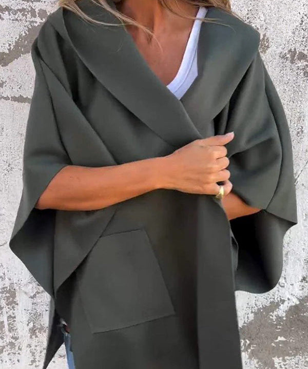 Oversized Cape Jas Dames – Losvallende Jas met Lichtgewicht Stof en Praktische Zakken