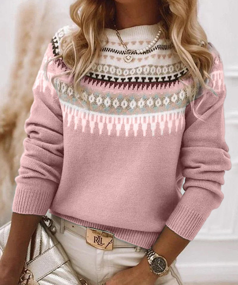 Dames Gebreide Trui | Fair Isle Motief | Warme Wolmix & Comfortabele Pasvorm