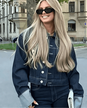 Denim Twee-Delen Ensemble met Lange Mouwen en Kraag – Stijlvol & Tijdloos