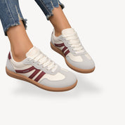 Loravelle dames sneakers – suède orthopedische sneakers met contrastdetails & casual comfort