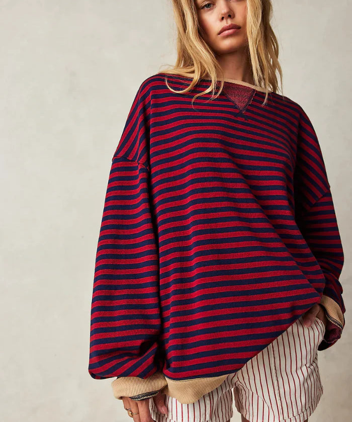 Gestreepte Losse Trui Dames – Oversized Trui met Moderne Streepprint & Relaxte Pasvorm