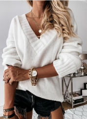 Ava Oversized Trui voor Dames – Casual Comfy Top met Elegante V-hals | Vardi Dante