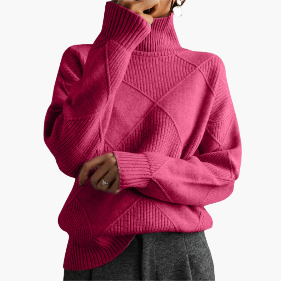 Dames Gebreide Oversized Trui – Stijlvolle en Comfortabele Sweater met Geometrisch Breipatroon