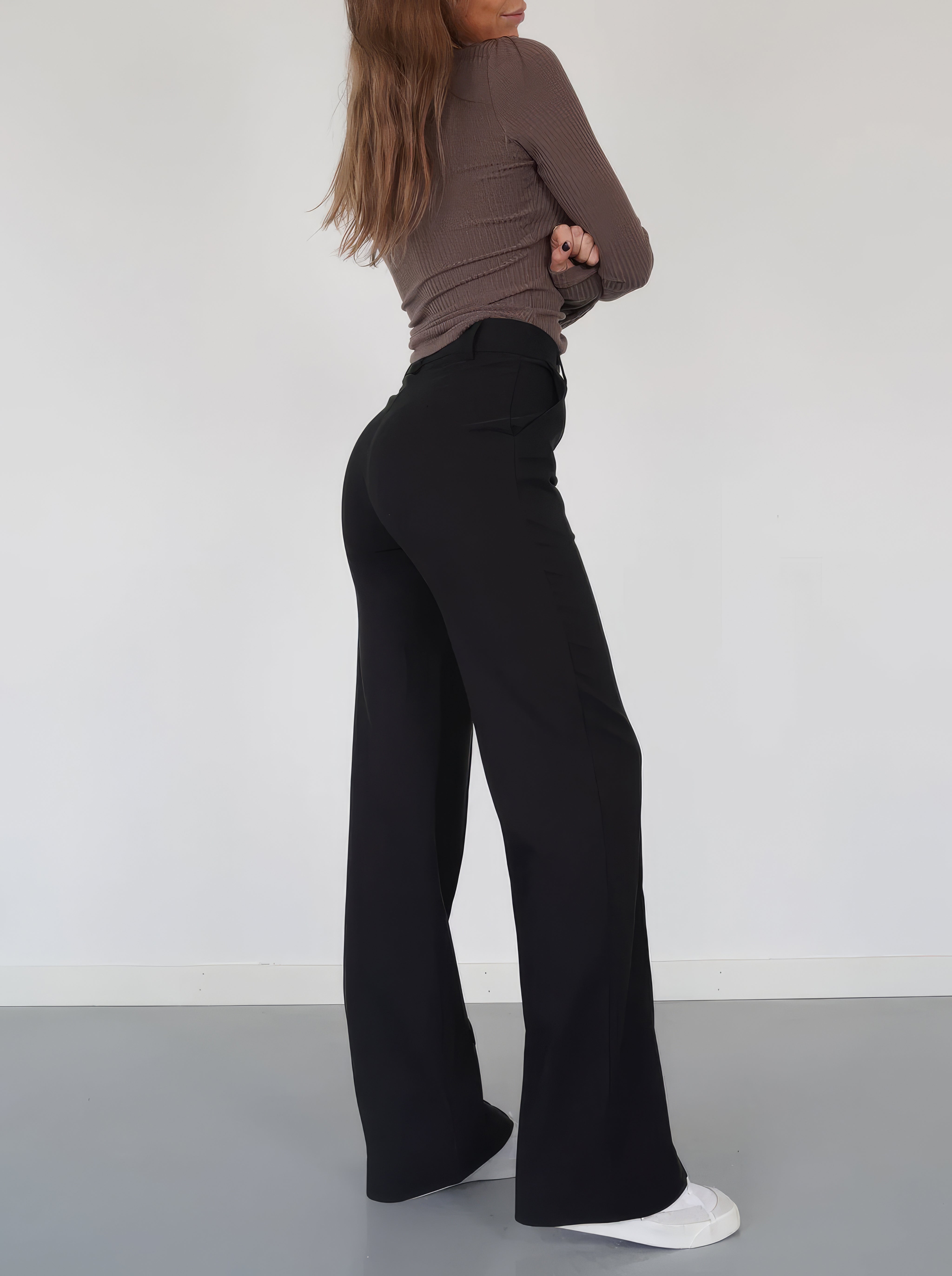 Beau dames pantalon – high-waist broek met rechte pijpen en elegante pasvorm