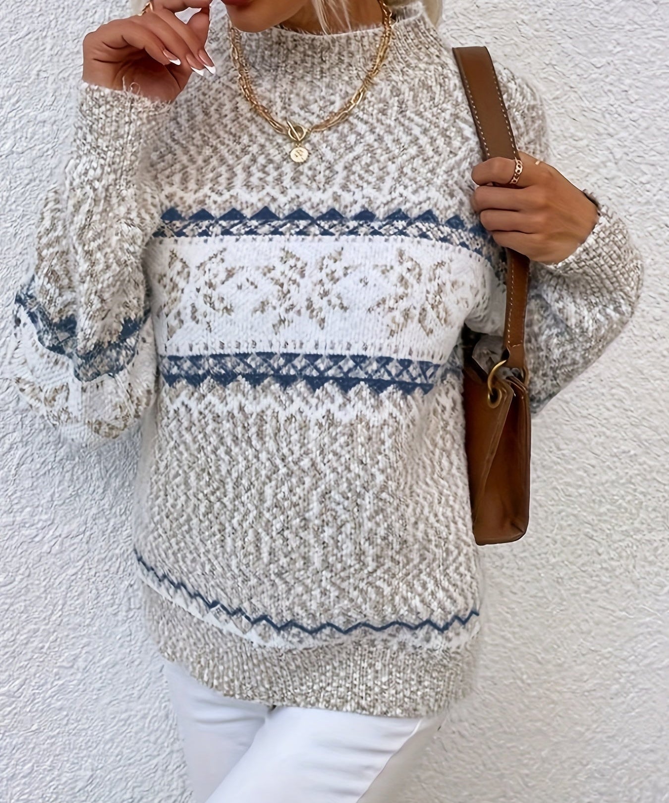 MALIE dames trui – warme Scandinavische wintertrui met stijlvol patroon