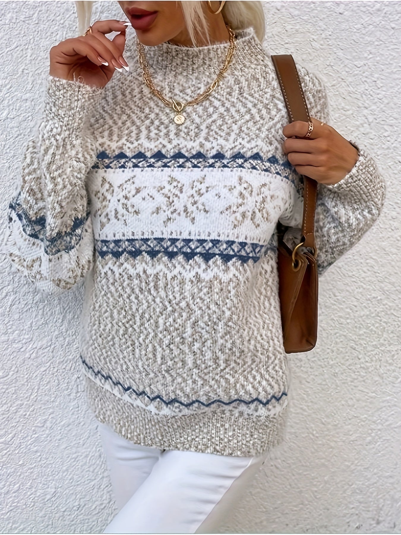 MALIE dames trui – warme Scandinavische wintertrui met stijlvol patroon