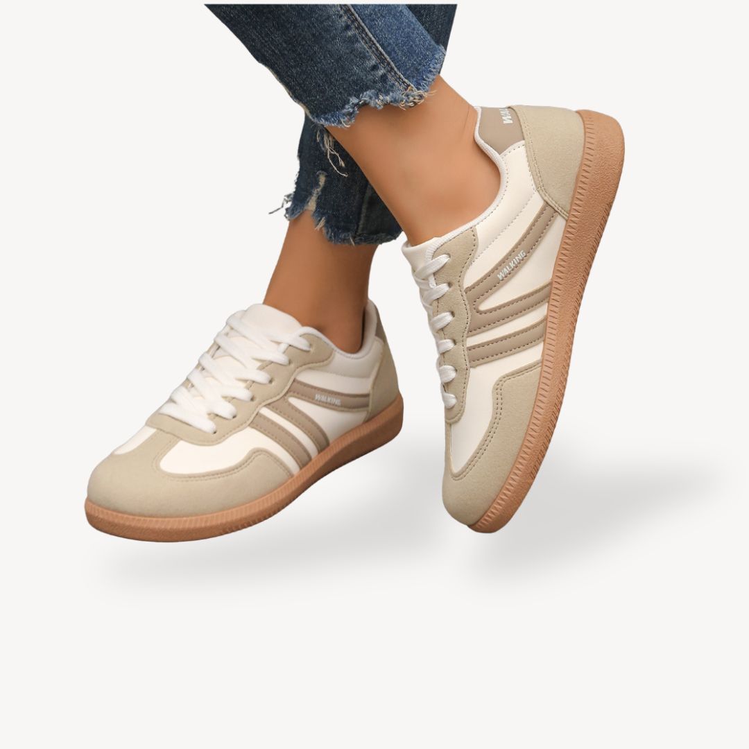 Loravelle dames sneakers – suède orthopedische sneakers met contrastdetails & casual comfort