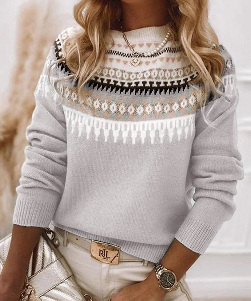 Dames Gebreide Trui | Fair Isle Motief | Warme Wolmix & Comfortabele Pasvorm