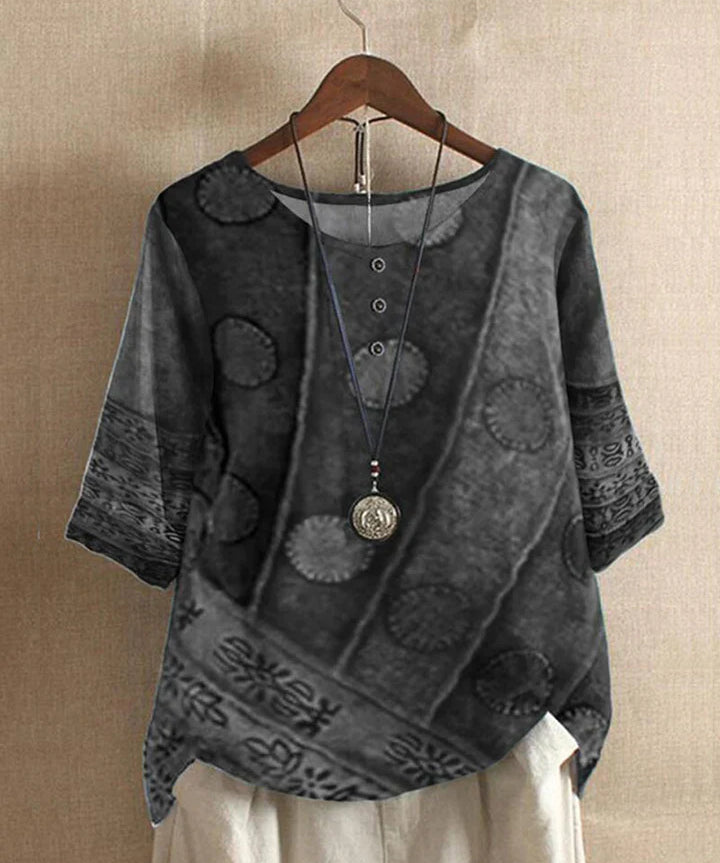 Ritva Boho Top Dames | Luchtige Oversized Top met Unieke Print