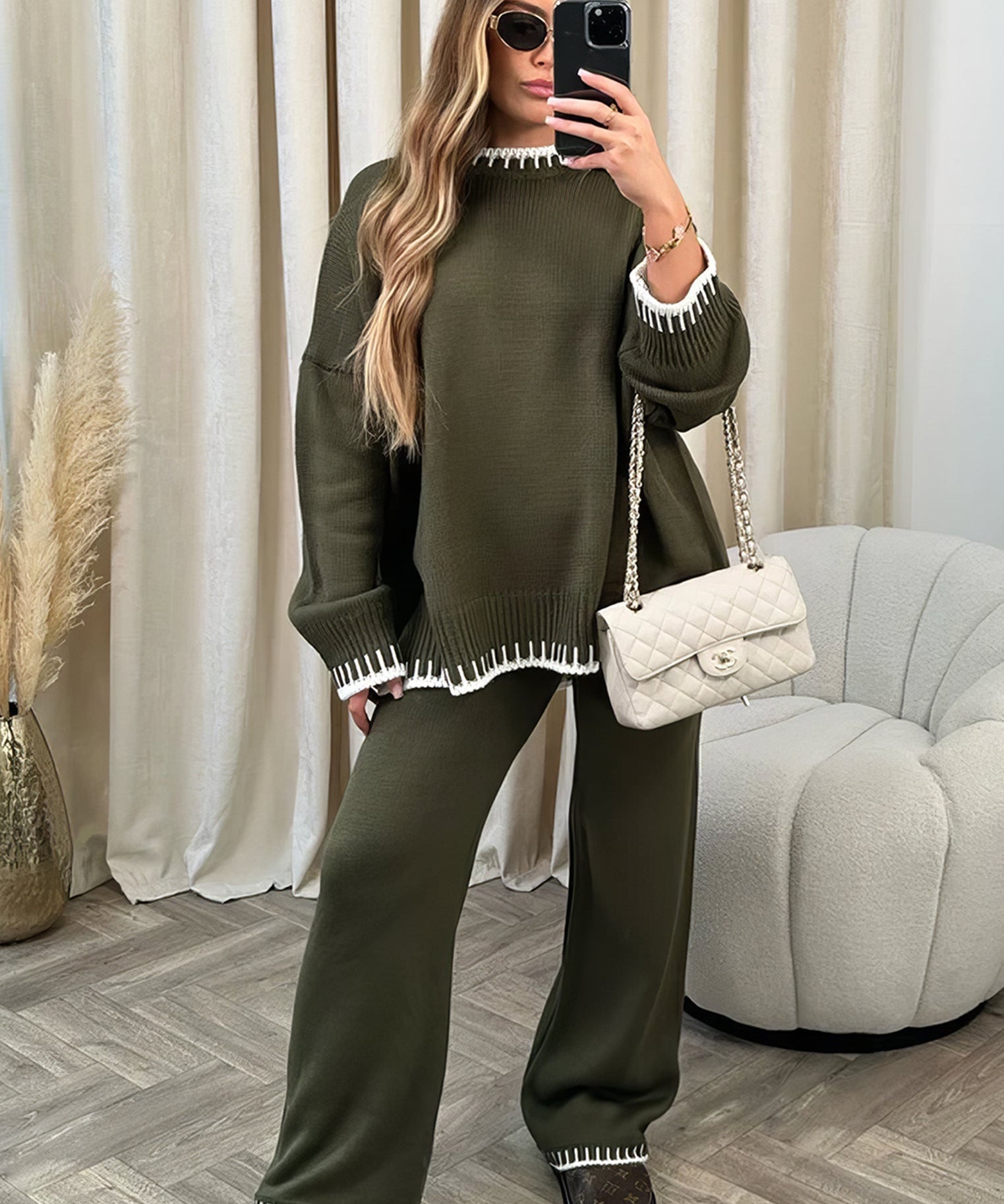 Zachte comfort set dames – gebreide tweedelige outfit voor winterwarmte