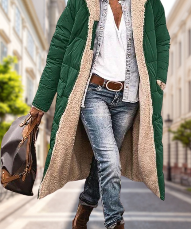 Camila Wintertjas Dames – Luxe Omkeerbare Jas met Capuchon & Warme Isolatie