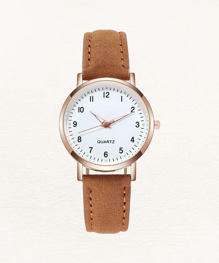 Vale | Leren Dames Horloge Rosé Goud | Elegant & Tijdloos Design