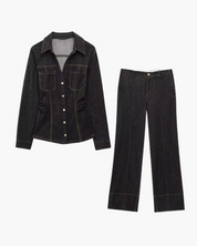 Stijlvolle Denim Jas en Broek Set voor Dames – Tijdloos & Elegant Design