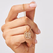 Geluk & Liefde ketting dames | Zirkonia hartjes ketting | Klavertje vier hanger