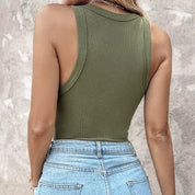 Liora ribgebreide tanktop dames – stretchy basic met ronde hals