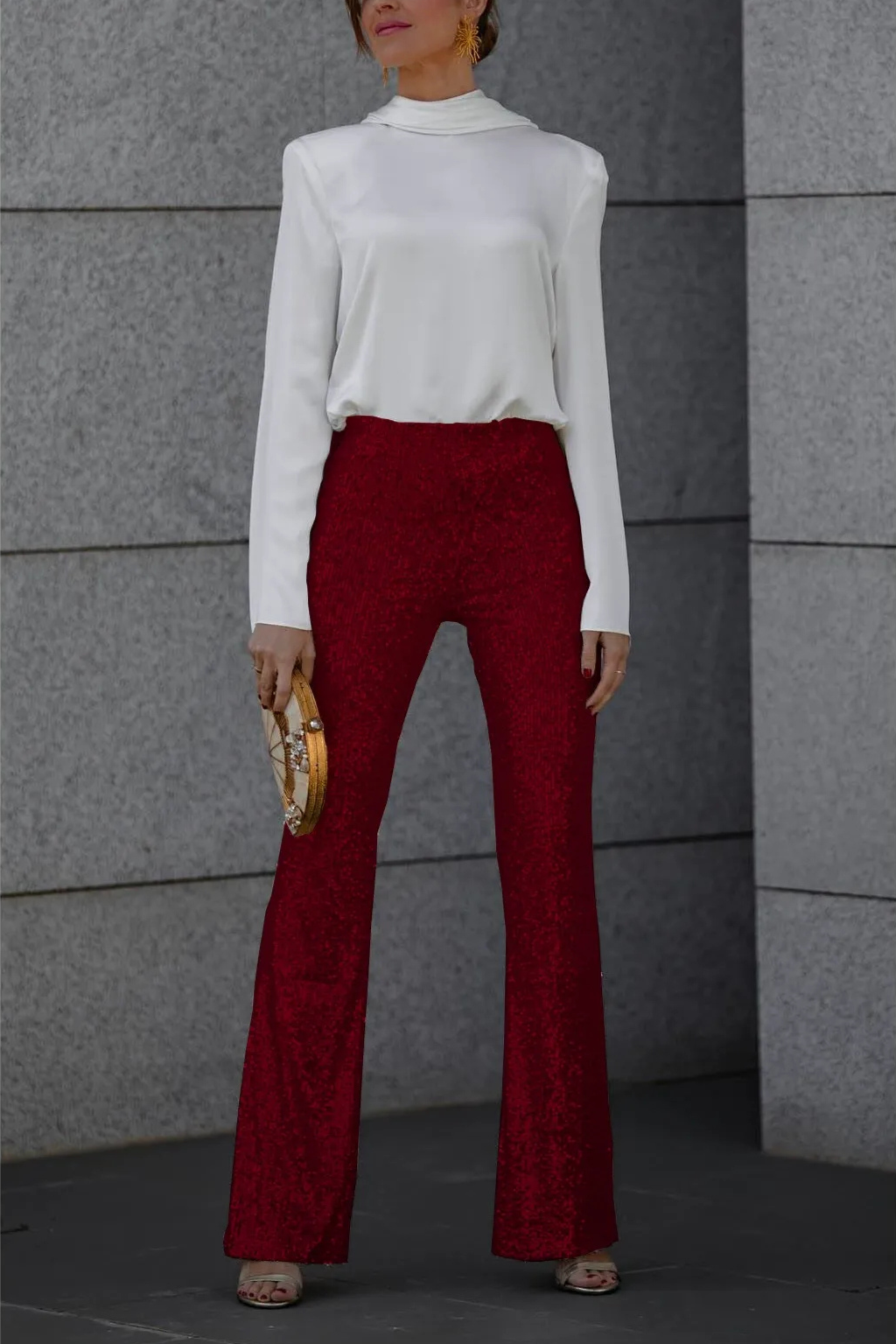 Noa | Sprankelende Flared Dames Broek | Glitter & Pailletten | Perfect voor Feestelijke Outfits