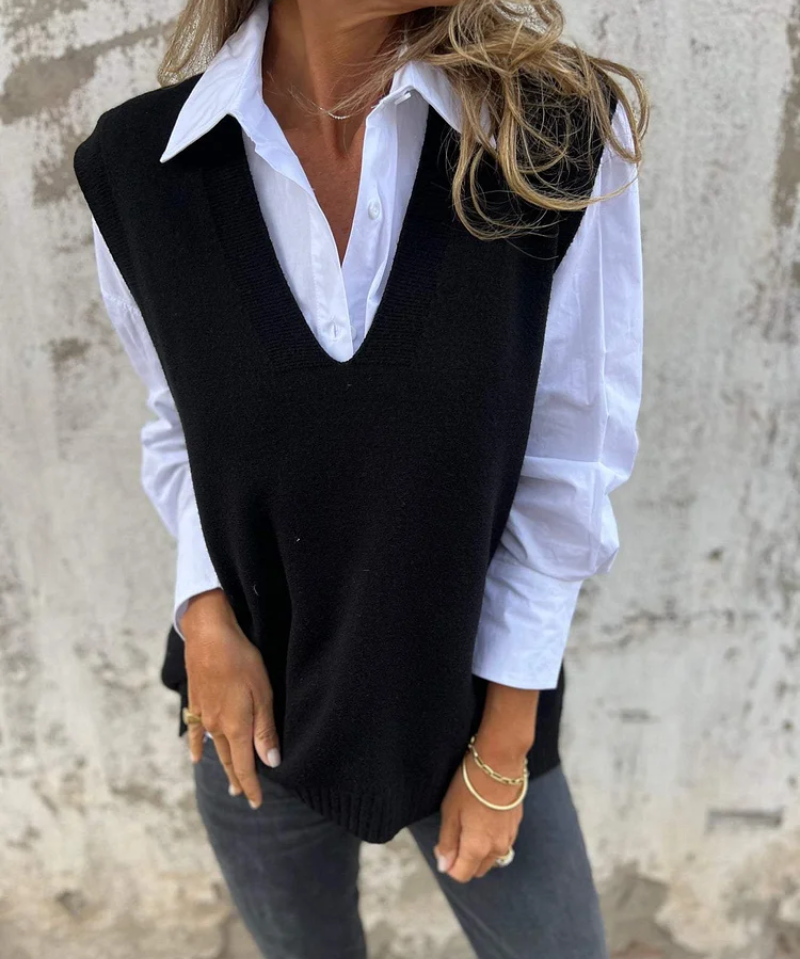 Noémie gebreide spencer dames – V-hals spencer voor casual & zakelijke looks