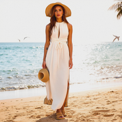 Romy Maxi Zomerjurk – Elegante Off White Jurk met Split