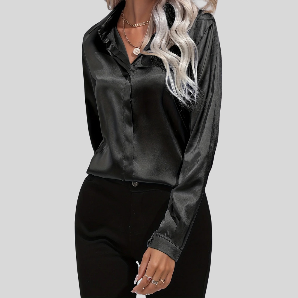 Elegante damesblouse – verfijnde blouse met knoopsluiting en zachte drapering