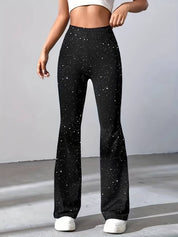 Glitter flared broek dames – glamoureuze pantalon met elegante pasvorm