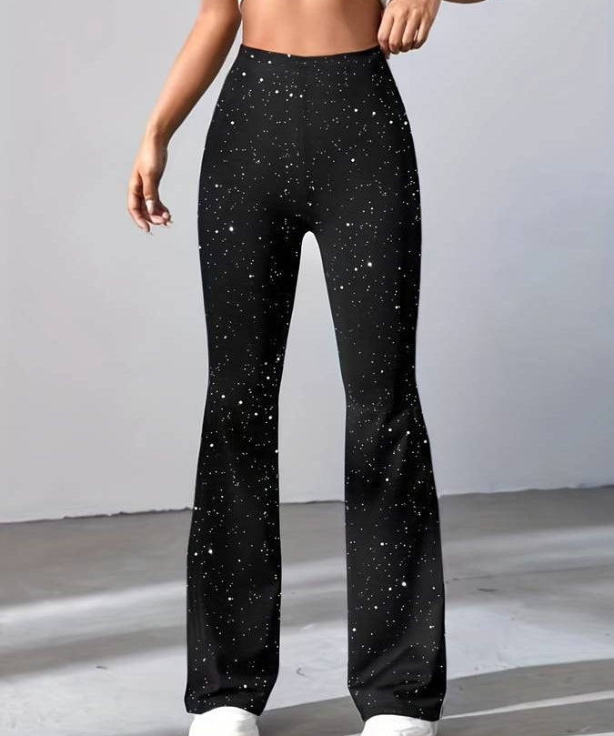 Glitter flared broek dames – glamoureuze pantalon met elegante pasvorm