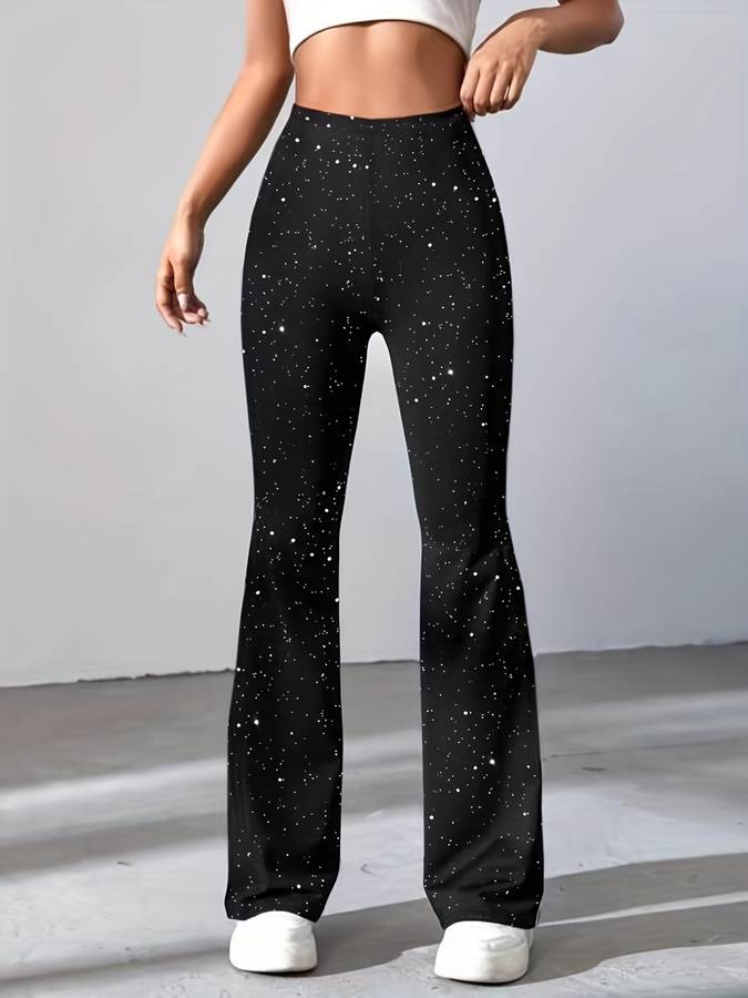 Glitter flared broek dames – glamoureuze pantalon met elegante pasvorm