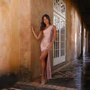 Dames One Shoulder Zomerjurk – Elegante Lange Jurk met Hoge Split | Samantha